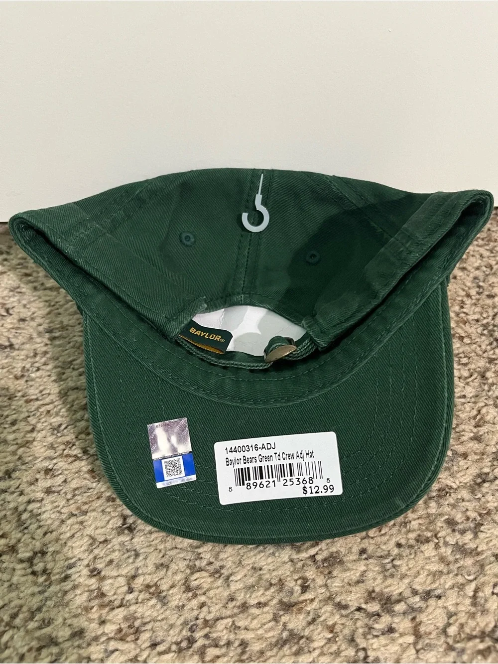 Baylor University Green Baseball Cap with Gold BU Logo
